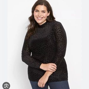 Lane Bryant Mock-Neck Leopard Print Sheer Mesh Top